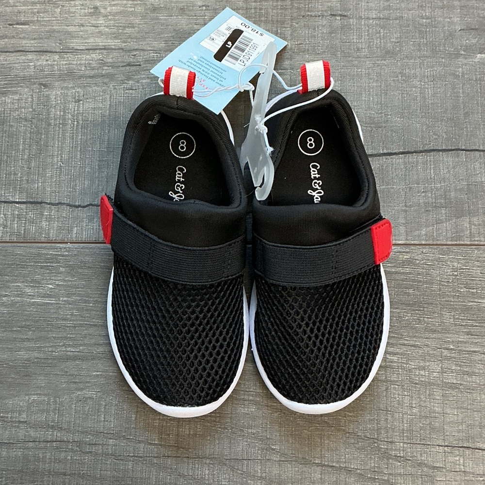 Cat & Jack Kids Black Sneakers with Red Accents